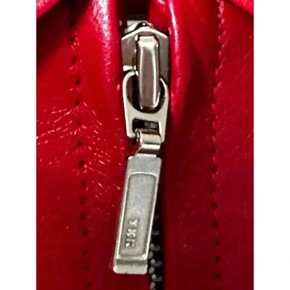 Y2K Genuine Leather Zip Jacket B*Lucid Cherry Red Fitted Moto Size Small - Picture 8 of 16